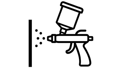 Icon für Pulverbeschichtung in der Metallbearbeitung Symbol für Oberflächenbeschichtung und Veredelung von Druckgussteilen